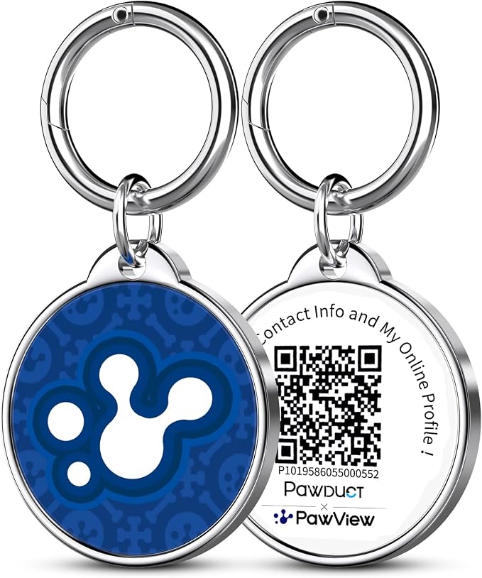Personalized Dog ID Tag, Smart QR Code Pet ID Tags for Dogs and Cats Collar, Durable Epoxy Metal Pet Name Tag with Instant Location Alerts, No Subscription