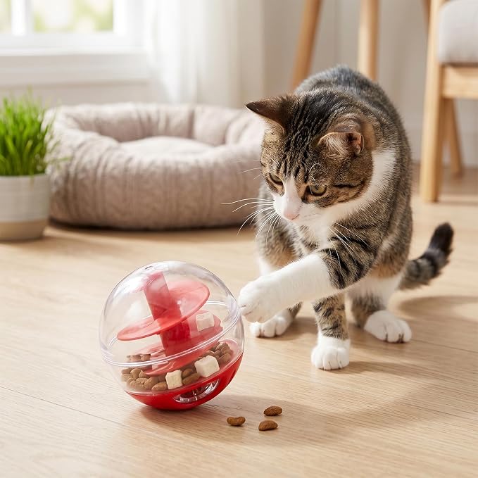 2 Pcs Cat Treat Dispenser Toy, Adjustable Portions Food Ball for Cats, Interactive Puzzle Food Toys for Indoor Kitten Training, Slow Feeder Ball for Cats