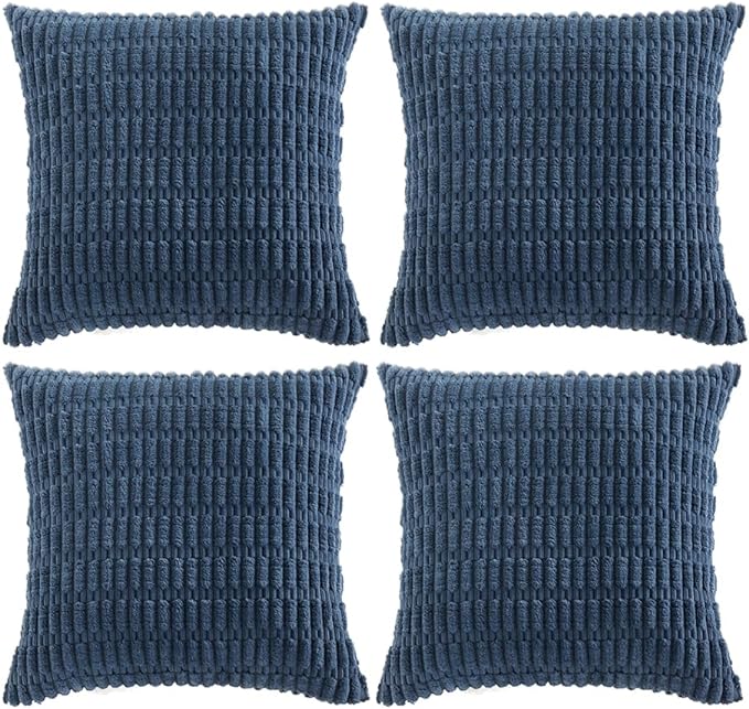 Fancy Homi 4 Packs Decorative Throw Pillow Covers for Living Room Couch Bed, Modern Farmhouse Boho Home Décor Accent Cushion Case, 16" x 16", Dusty Blue