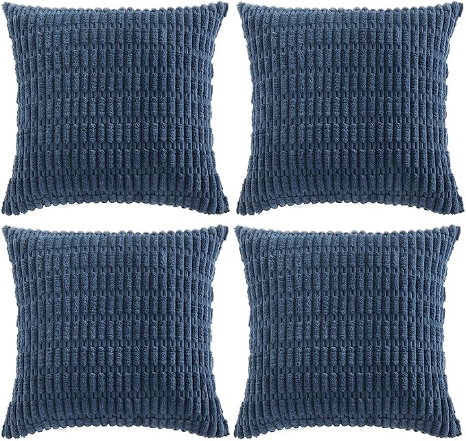 Fancy Homi 4 Packs Decorative Throw Pillow Covers for Living Room Couch Bed, Modern Farmhouse Boho Home Décor Accent Cushion Case, 22" x 22", Dusty Blue
