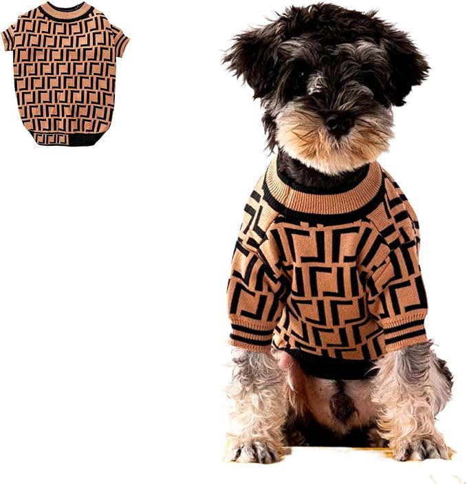 Dog Sweater for Small Dogs, Designer Dog Clothes, Luxury Furdi, Soft Knit | Designer dog clothes for small dogs with soft knit comfort, luxury styling and easy pullover fit for Yorkies in cold weather.