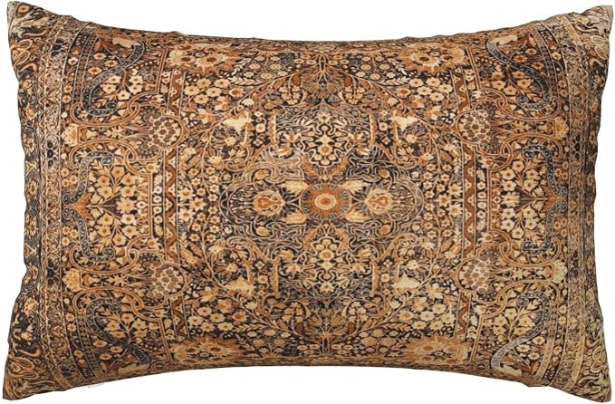 Antique Persian Kirman Rug Print Pillow Covers Decorative Lumbar Throw Pillowcase 12x20 Inch Couch Cushion Cover for Home Decor Living Room Bedroom College Dorm Bed Car Sofa