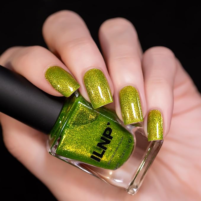ILNP Willow - Lively Lime Green Shimmer Nail Polish, Chip Resistant Manicure, Non-Toxic, Vegan, Cruelty Free, 12ml