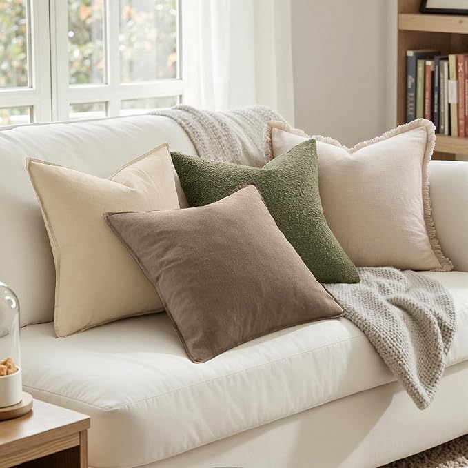 MIULEE Euro Shams Decorative Linen Pillow Covers 26x26 Inch Coco Brown | Pack of 2, Boho Farmhouse Modern Accent Throw Pillows, Soft Neutral Cushion Covers, Home Decor for Bed Sofa Couch Living Room