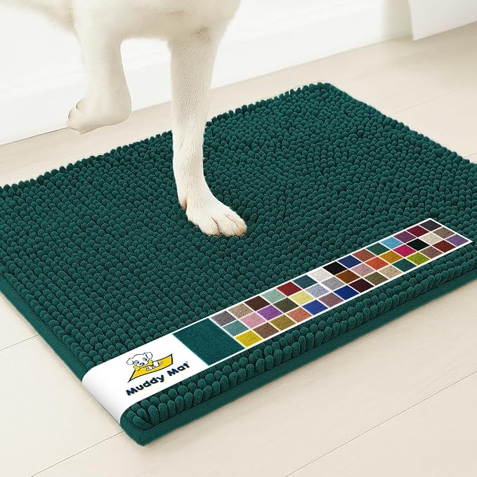 Muddy Mat® | Super Water Absorbent Door Mat Indoor, Microfiber Quick Dry Chenille Entryway Rug,Slip Resistant Front Door Mat,Indoor Mats for Entryway,Machine Washable Pet Rug, Atlantic Blue 16"x24"