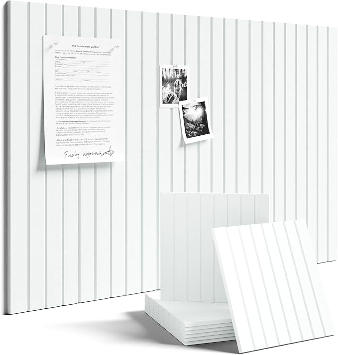 Fluxynara 36" x 24" Large Felt Bulletin Board, Cold White | 6 Pack Cork Board Alternative with 30 Safe Adhesive Tabs, Pin Boards for Wall Decor, Home, Office, Classroom,Dorm