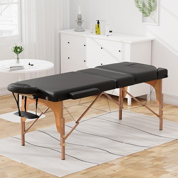 BestMassage Massage Bed Portable Massage Table 77" L 28" W Lash Bed Height Adjustable 3 Folding PU Leather with Oxford Bag for Spa Footmassage Facial CareSpa Tattoo