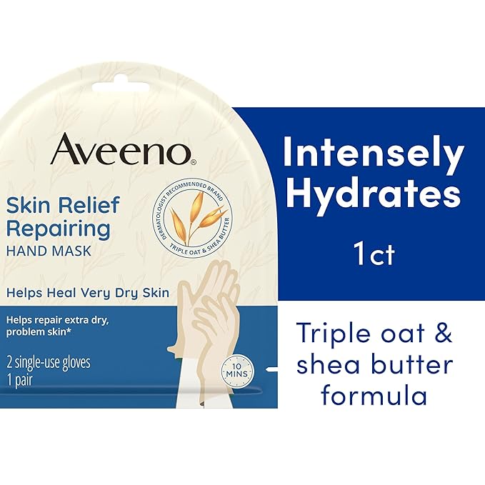 Aveeno Spa Day Gift Set, Full Body Skincare Set with Positively Radiant Face Scrub, Daily Moisturizing Body Lotion, & a Pair of Single-Use Skin Relief Hand Masks, Non-Comedogenic, 3 Items