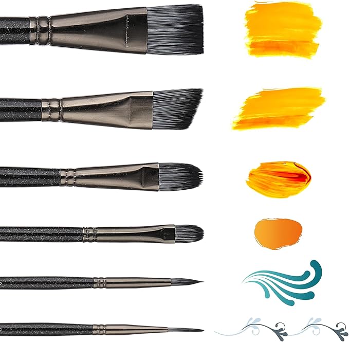 12 Pcs Professional Acrylic Artist Painting Brush Face Paint Brush Set Body Art Makeup Kit for Oil Watercolor Gouache Face Rock Canvas Halloween Cosplay Party Kids Adult Drawing Crafts Supplies