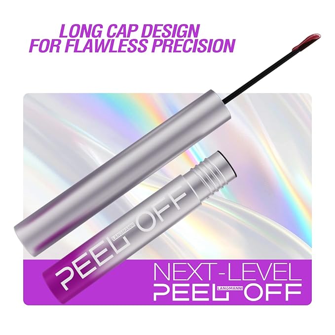 LANGMANNI 4Pcs Peel Off Lip Liner Set,Lip Stain Peel Off,Long-Lasting Waterproof & Smudge-Proof Matte Lip Liners With Ergonomic Handle & Precision Brush,Makeup Gift for Girls (#1+2+3+4)
