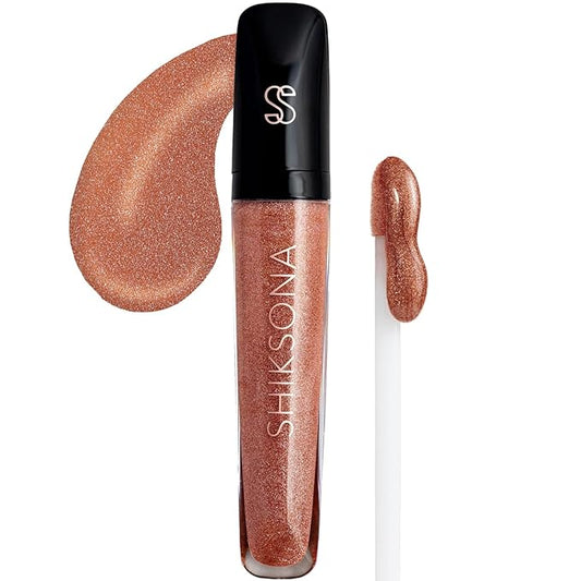 ShikSona High Shine Lip Gloss | Hydrating, Vegan, Non-Sticky Lipgloss in a Timeless, Universal Color | Bare Naked Truth (Light Rose Pink with Silver sparkling pearls)