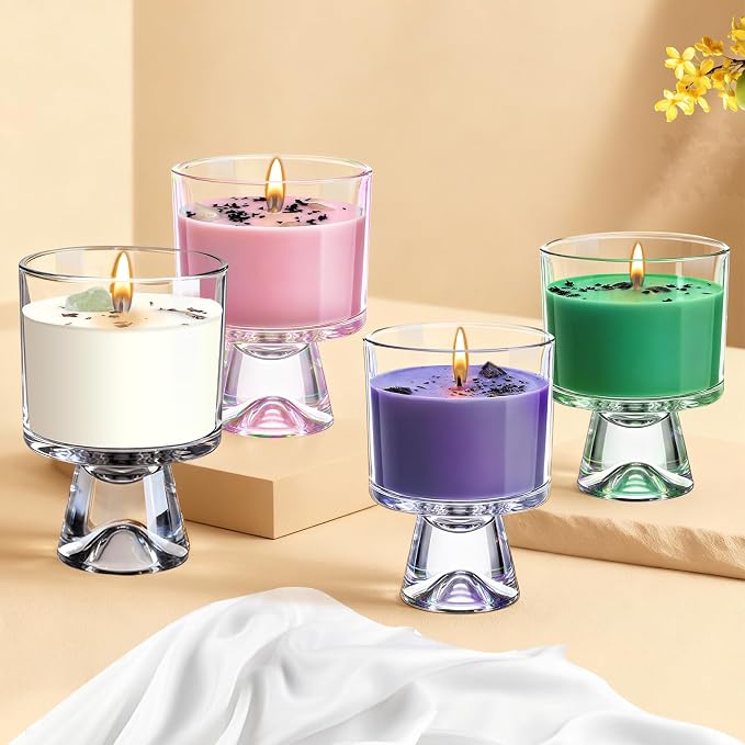 Lavender Scented Candle – Natural Soy Wax with Healing Crystals and Dried Lavender, 48-Hour Burn Time, Aromatherapy Candle for Stress Relief and Sleep, Reusable Glass Jar, Gift for Women