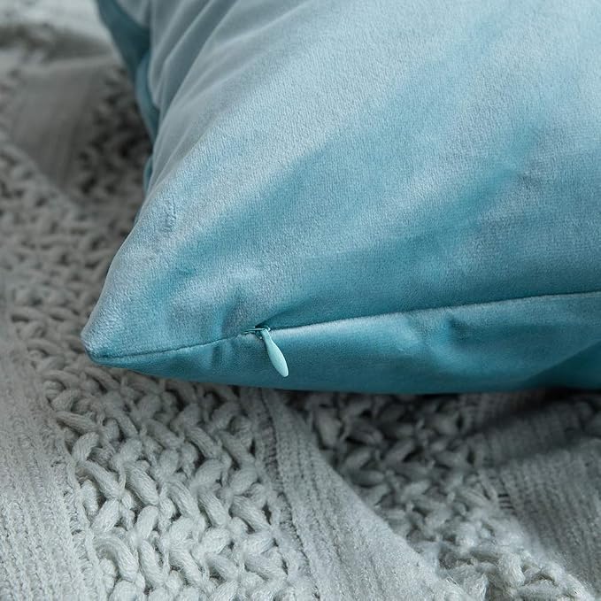 MIULEE 12x20 Inch Lumbar Velvet Throw Pillow Cover Set of 1 Aqua Green | Soft Luxury Decorative Throw Pillow Cover, Single Rectangle Cushion Case, Home Decor for Chair Couch Sofa Bedroom Car Bed