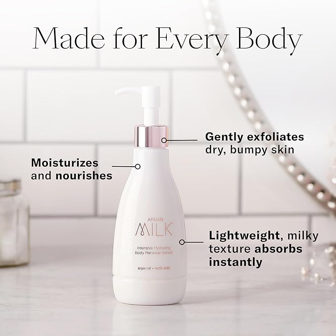 Josie Maran Argan Milk Body Serum - Nourishing Body Milk Enriched with Argan Oil to Deeply Hydrate Skin - Enriched with Pineapple Enzymes to Gently Exfoliate - Dream Cream (20 Fl Oz)