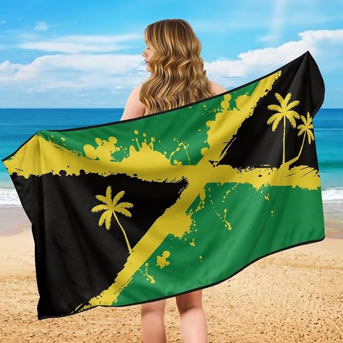 INSTANTARTS Jamaican Flag Coconut Tree Car Seat Towel Cover Yoga Towel Car Seat Cover