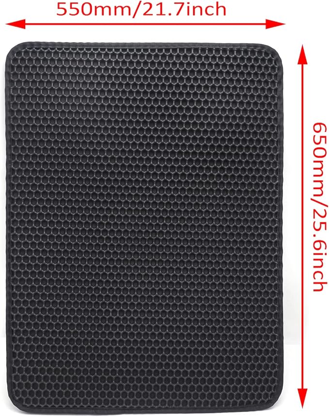 HongK- Pet Supplies Cats Litter & Housebreaking 65X55 Black Cat litter Mat Double Layer Pad Trapper Folding Pad EVA Foam Rubber