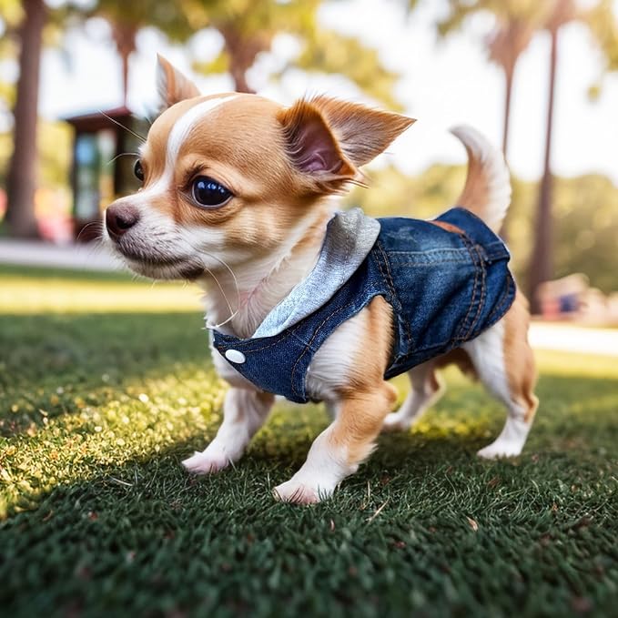 Small Dog Jeans Jacket with Hooded,Denim Pet Coat for Puppy(XXL) | Classic Dogs Hoodie Overalls Male Cat Costumes Washed Vest Clothes Outfit T-Shirts