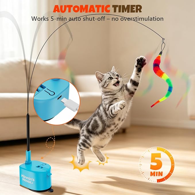 Interactive Cat Toys For Indoor Cats, 360° Flying Automatic Cat Toy, Blue