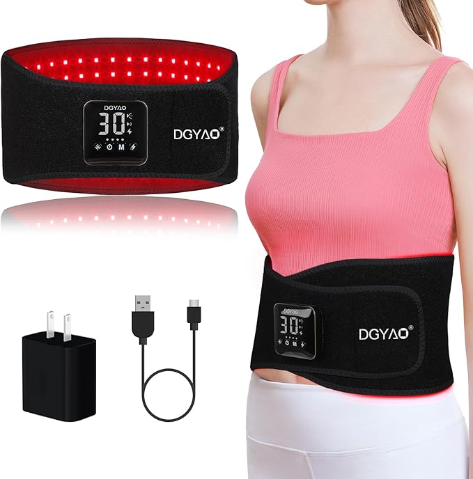 DGXINJUN Cordless Red Light Therapy for Waist Back Pain Relief Near Infrared Light Therapy Device for Body Led Portable FDA Cleared Wearable Belt Wrap Rechargeable with 4000mAh Battery
