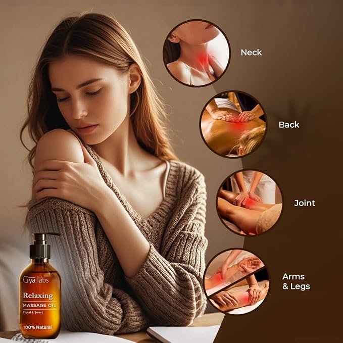 Destressing Massage Oil & Relaxing Massage Oil Set - Aromatherapy Grade Essential Oils Set - 2x200ml - Gya Labs