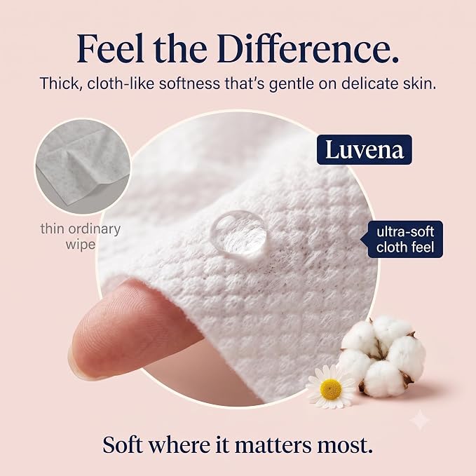 Luvena Soft Feminine Wipes for Women Cucumber Scented 25 Count Pack of 1 | pH balanced hypoallergenic cleansing cloths with aloe vera and natural enzymes, dermatologist tested and paraben free