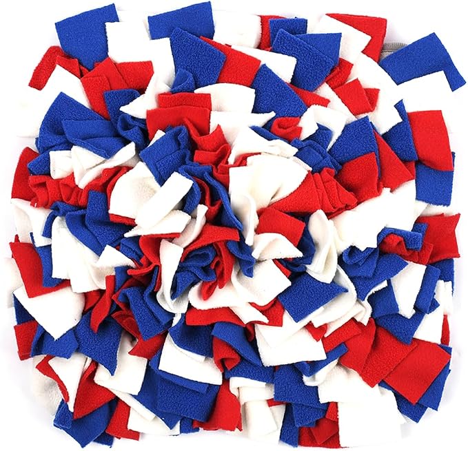 Vedem Small Animal Snuffle Mat Fleece Foraging Mats Interactive Feeding Toy Rabbit Guinea Pig Rat Hamster Anti Slip Treat Dispenser (Blue/Red/White)