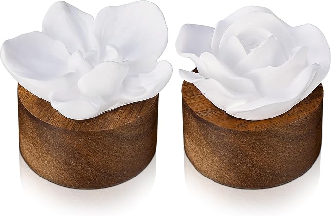 2 Pcs Ceramic Rose Diffuser Flower Passive Essential Oil Diffuser Flower Ceramic Aromatherapy Non Electric Battery for Home Office Tabletops Bathroom Decorative Birthday Ideal Gifts