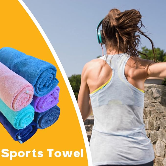 Microfiber Gym Towels Bigger Size Super Soft for Exercise Fitness, Sports, Workout, 380-GSM 15-Inch x 31-Inch Quick-Drying Towels (Teal-Pink-Grey, 3 Pack)
