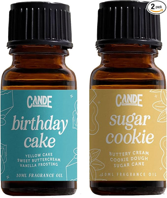 CE Craft Premium Fragrance Oil Pair for Diffusers - Sugar Cookie & Birthday Cake – Diffuser Oils Fragrances, Candle Soap Making Supplies, Essential Oil Aromatherapy Blends for House (10 mL)