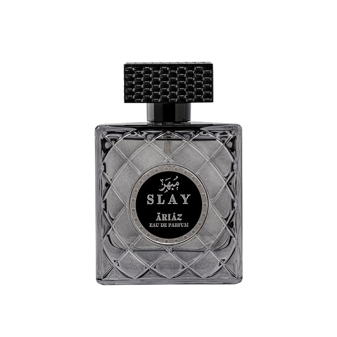 ARIAZ Slay Eau De Parfum 3.4 Oz for Men - Woody Spicy Sandalwood Cologne with Cardamom, Violet, Cedar, Leather & Amber - Nighttime Men Fragrance for Fall & Winter