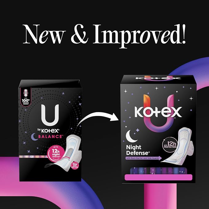 Kotex Ultra Thin Overnight Pads with Wings, Extra Heavy Absorbency, 102 Count (3 Packs of 34) (Packaging May Vary)