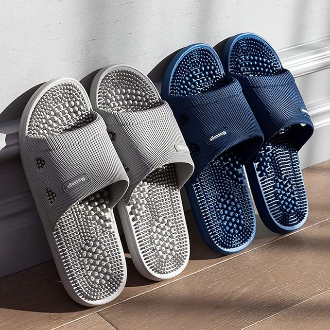 Acupressure Massage Slippers for Plantar Fasciitis for Women Acupuncture Slippers Arthritis Neuropathy Pain Relief Non-Slip Massage Sandals Women Stress Relief Gifts for Bath (US Men 7.5-8.5, Grey)