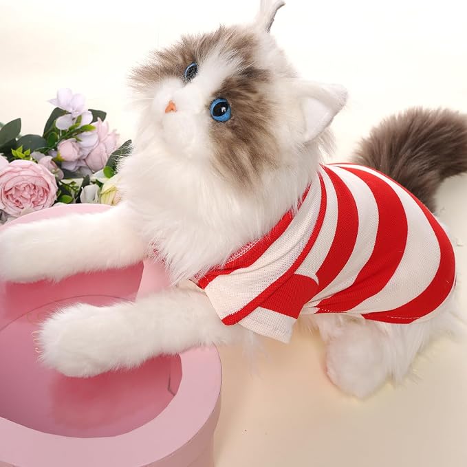 Pistha Dog Shirt Polo Shirt Striped Puppy Clothes for Boy Girl Pets | Dog Shirt Dog Clothes Pet Clothes with Summer Button Up for Small Medium Dogs Cats