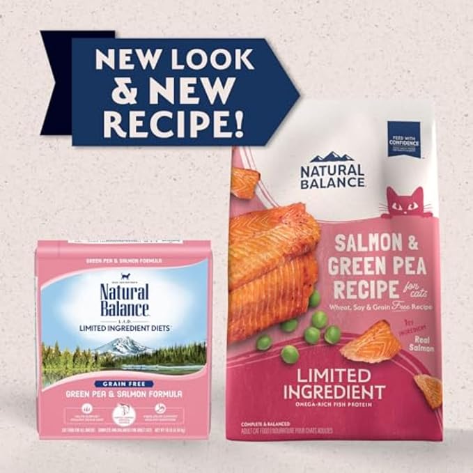 Natural Balance Limited Ingredient Cat Food, Salmon & Green Pea, 10 lb | Grain-Free, Soy-Free, and Corn-Free Dry Cat Food, Balanced Nutrition for Adult Cats, Single Animal Protein