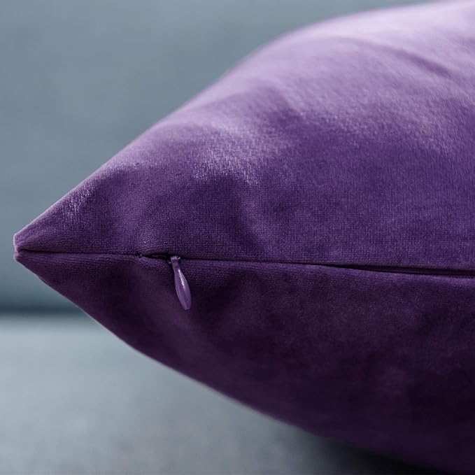 26x26 Throw Pillow Covers Decorative Velvet Couch Covers Set of 2,Purple | JUSPURBET Cozy Soft Velvet Pillowcases with Invisible Zipper for Modern Couch Sofa Bed Living Room Bedroom Home Decor
