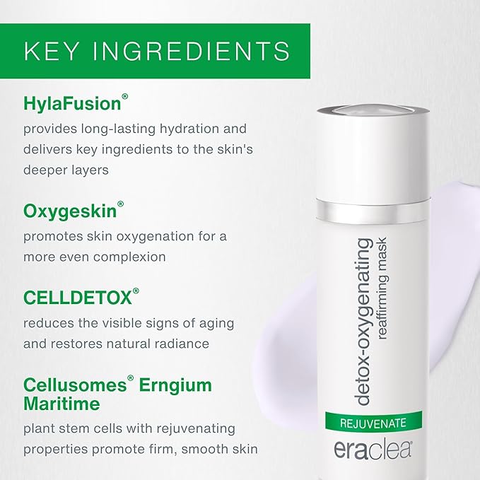 eraclea Detox-Oxygenating Reaffirming Mask, Resurfacing Mask with Oxygenating Plant Stem Cells and Hyaluronic Acid to Restore Radiance and Visibly Reduce Signs of Aging (1 fl oz)