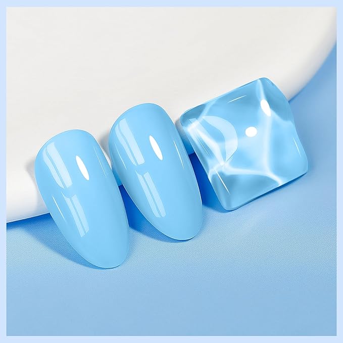 Blue Nail Polish Quick Dry Pastel Nail Lacquer Sheer Color, Light Blue Regular Fast Dry Fingernail Polish Bulk Non Gel Long-Lasting DIY Salon Gift for Women