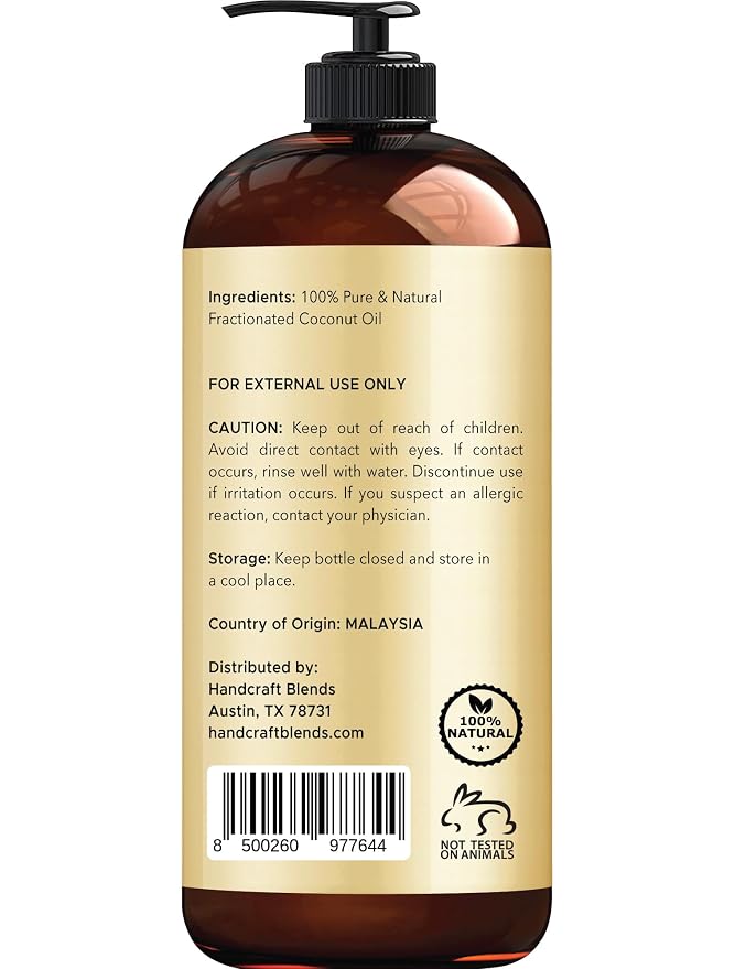 Handcraft Blends Professional Massage Set: Fractionated Coconut Oil and Grapeseed Oil – (2 x 16 Fl Oz) – 100% Pure & Natural – Premium Carrier Oils for Massage Therapy and Skin Care