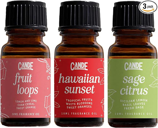CANDECraftCo Premium Fragrance Oil Bundles – Diffuser Oils Fragrances Scented for Home, Candle Soap Making Supplies, Aromatherapy Blends for House (Fruity, 3-Pack)