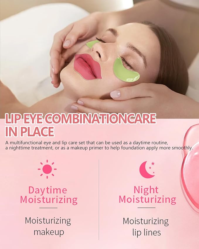 32 Pairs Lip Mask&Eye Mask Set, Supplied Skin Care Lip&Eye Pads,Moisturizing Lip Masks for Dry Lips Daily Spa,Crystal Hydrating Under Eyes Patches for Puffy Eyes Women Stocking Stuffers Bulk Gift