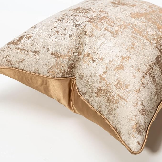 vctops Gold Decorative Luxurious Throw Pillow Covers Jacquard Square Cushion Cases Pillowcase for Bed Sofa Couch Chair Car Home Decor (Gold D,18"x18")