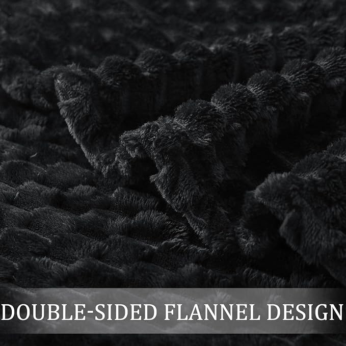 Exclusivo Mezcla 3D Fleece Twin Size Blanket for Bed, Black | Extra Soft Fuzzy Plush Lightweight Bed Blankets, Cozy Fluffy Decorative Blankets for All Seasons, 60x80 Inches