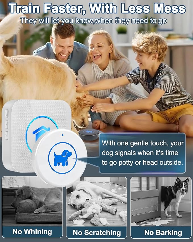 Dog Door Bell 2026 Enhanced Touch, Wireless Doggie Doorbell for Potty Training to Go Outside, IP65 Waterproof, 1000ft Range, 55 Melodies, 5 Modes & Adjustable Volume (2 Receivers+2Buttons-WIHTE)