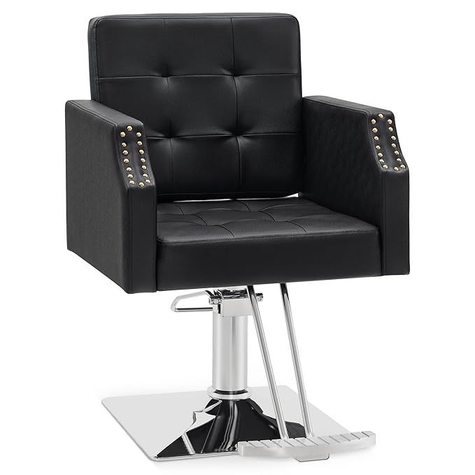 BarberPub Classic Salon Chair for Hair Stylist,Hydraulic Barber Styling Chair,Beauty Salon Spa Equipment 8818 (Black)