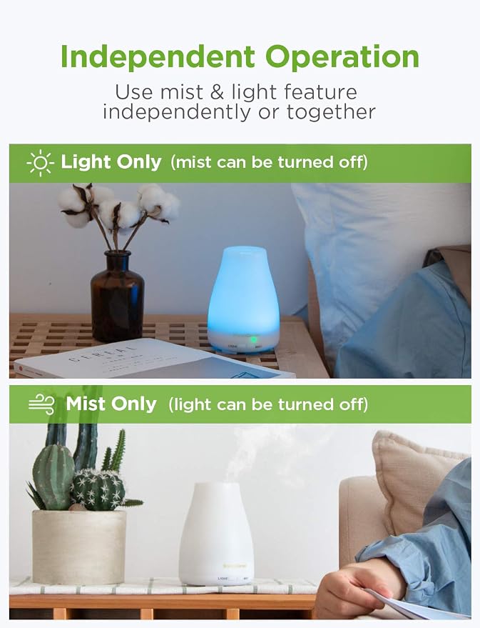 InnGear 100ML Essential Oil Diffuser & 300ML Premium 5-in-1 Ultrasonic Aromatherapy Diffusers, Scent Humidifier Aroma Diffuser Vaporizer Auto-Off Timer for Room Office Home