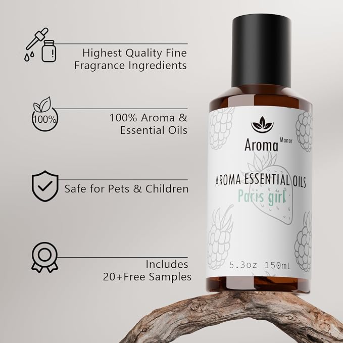 Hotel Scent Diffuser Oil - Paris Girl - Aroma Essential Oil Blends for Aromatherapy Diffuser Machine, Cedarwood, Elevate Large Room with Air Fresheners - 5.3fl oz
