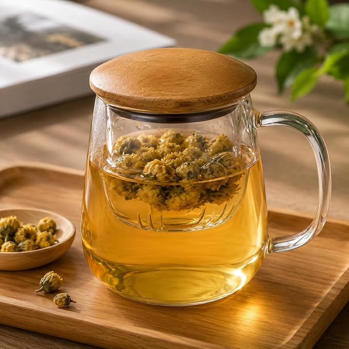 Hynrhnd 40g/1.4oz Dried Chrysanthemum Buds Tea, Premium Loose Leaf Herbal Tea, Whole Flower Baby Chrysanthemum Tai Ju, Caffeine-Free, Non-GMO
