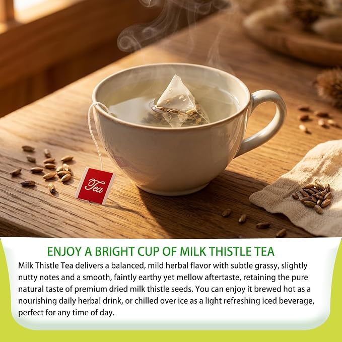 Samcci - Milk Thistle Tea Bags, 50 Teabags, 3g/bag - 100% Natural Milk Thistle Seeds Support Liver Herbal Tea, Caffeine Free - No Additives - No Sugar - Non-GMO - No Gluten