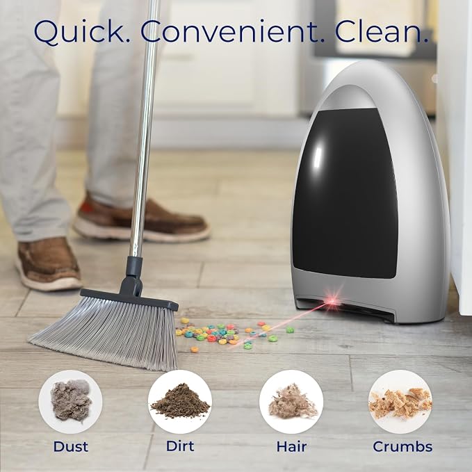 EyeVac Home Touchless Vacuum Automatic Dustpan - Great for Sweeping Pet Hair Food Dirt Kitchen - Ultra Fast & Powerful, No More Bending Down, Bagless, Corded, Automatic Sensors, 1000 Watt (Silver)
