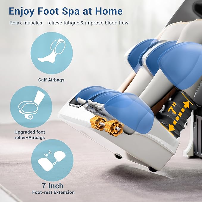 MYNTA Massage Chair Full Body, 170° Flexible SL Track Shiatsu 3D Massage Chairs with Zero Gravity, Bluetooth Speaker, Airbags & Heating, MC1650(Grey)